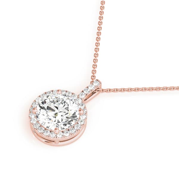 Round Halo Pendant (1/8 ct. tw.), Side view in rose gold