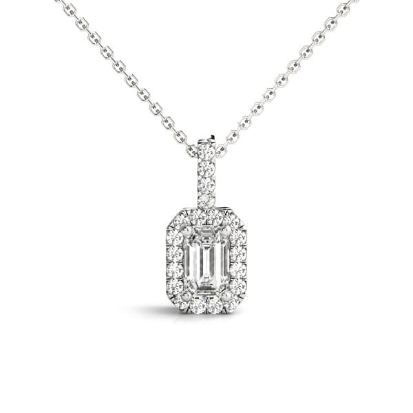 Emerald Cut Halo Pendant — View 1