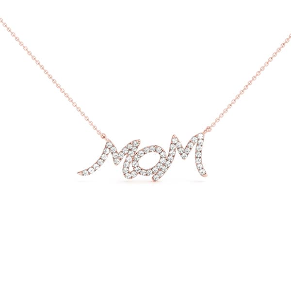 Mom Pendant-script (1/4 ct. tw.), Front view in rose gold