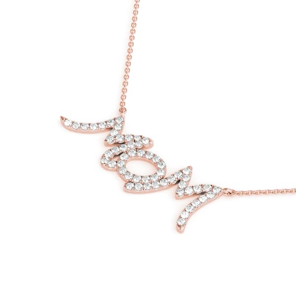 Mom Pendant-script (1/4 ct. tw.), Side view in rose gold