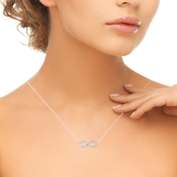 Infinity Fashion Pendant (1/8 ct. tw.), On hand view in rose gold