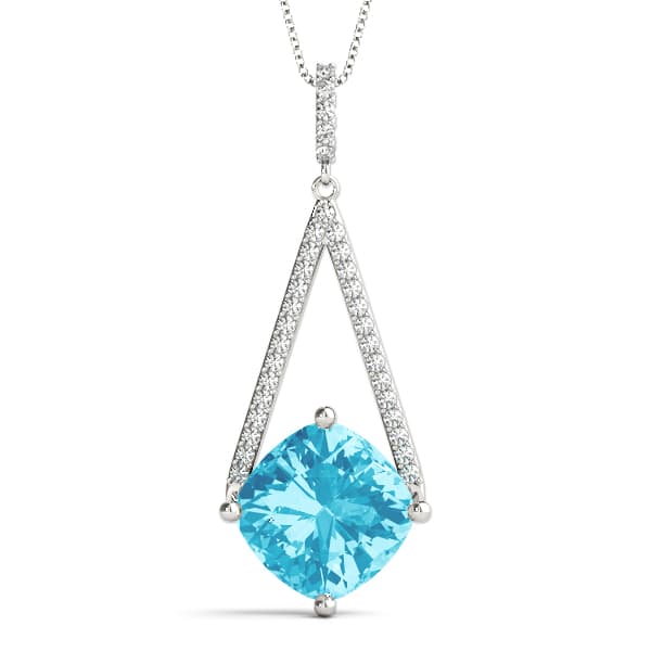 Cushion Shape Tear Drop Color Pendant — View 1