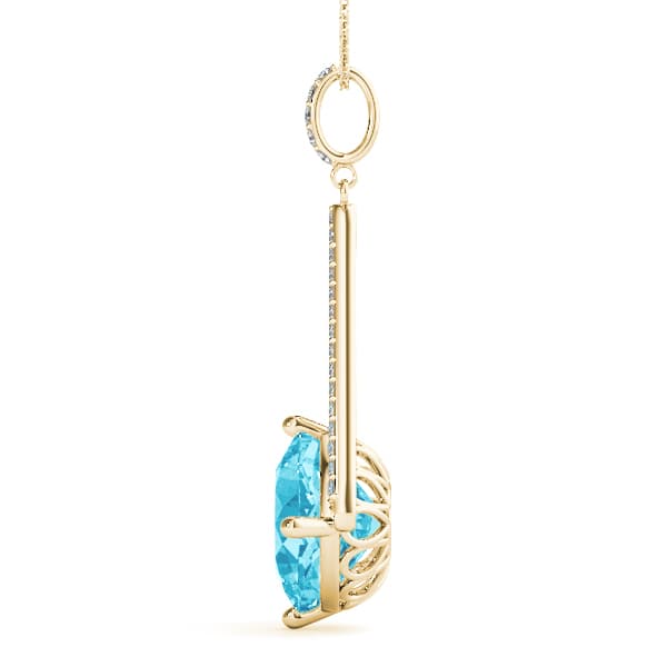 Cushion Tear Drop Color Pendant (0.21 ct. tw.), Side view in yellow gold