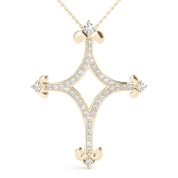 Prong Set Cross Pendant (0.31 ct. tw.), Front view in yellow gold