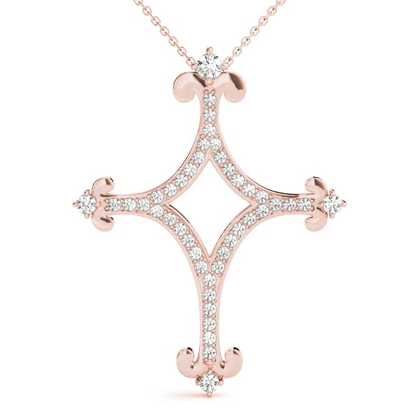 Prong Set Cross Pendant (0.31 ct. tw.), Front view in rose gold