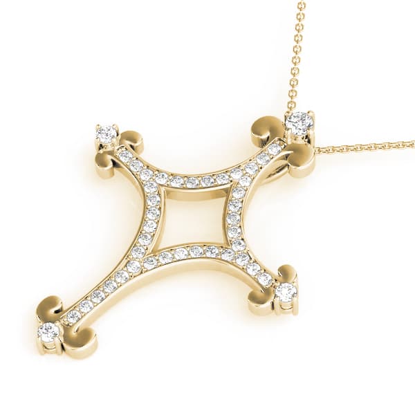 Prong Set Cross Pendant (0.31 ct. tw.), Side view in yellow gold