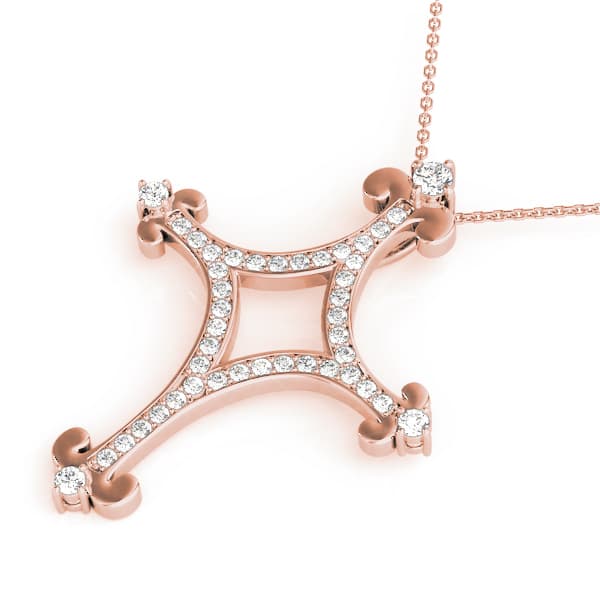 Prong Set Cross Pendant (0.31 ct. tw.), Side view in rose gold