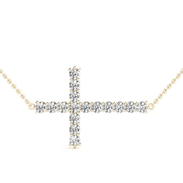 Sideways Cross (1/4 ct. tw.), Front view in yellow gold