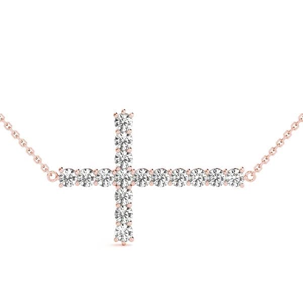 Sideways Cross (1/4 ct. tw.), Front view in rose gold