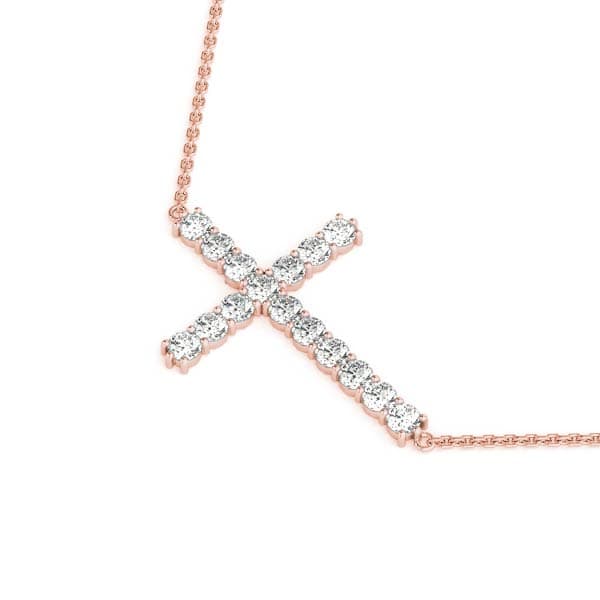 Sideways Cross (1/4 ct. tw.), Side view in rose gold