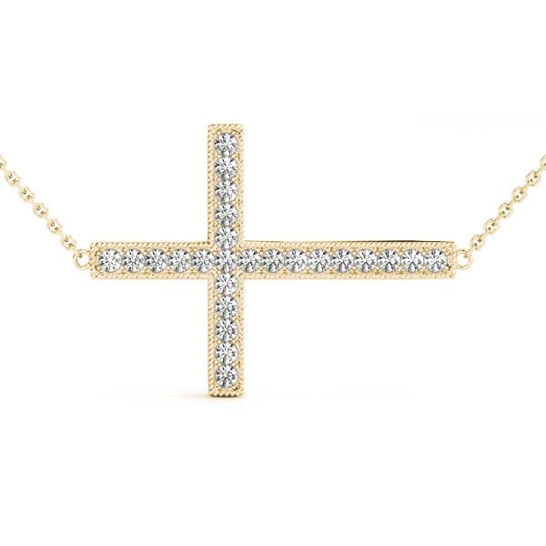 Sideways Cross (1/8 ct. tw.), Front view in yellow gold