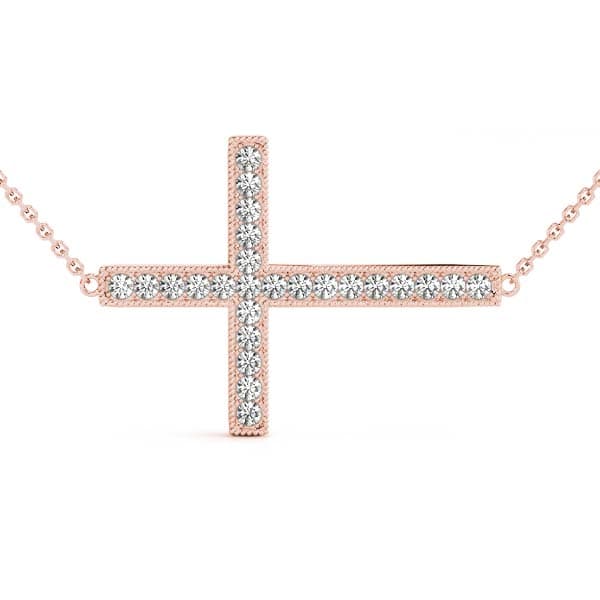 Sideways Cross (1/8 ct. tw.), Front view in rose gold