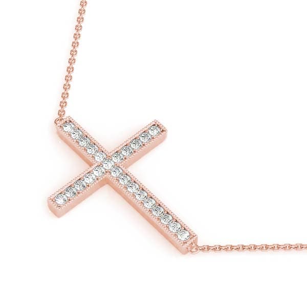 Sideways Cross (1/8 ct. tw.), Side view in rose gold
