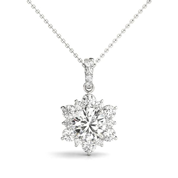 Round Floral Halo Pendant — 1 CT — View 1