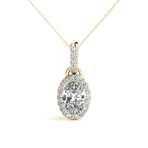 Oval Halo Pendant (0.16 ct. tw.), Front view in yellow gold
