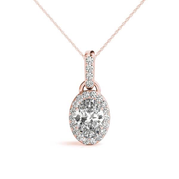 Oval Halo Pendant (0.21 ct. tw.), Front view in rose gold