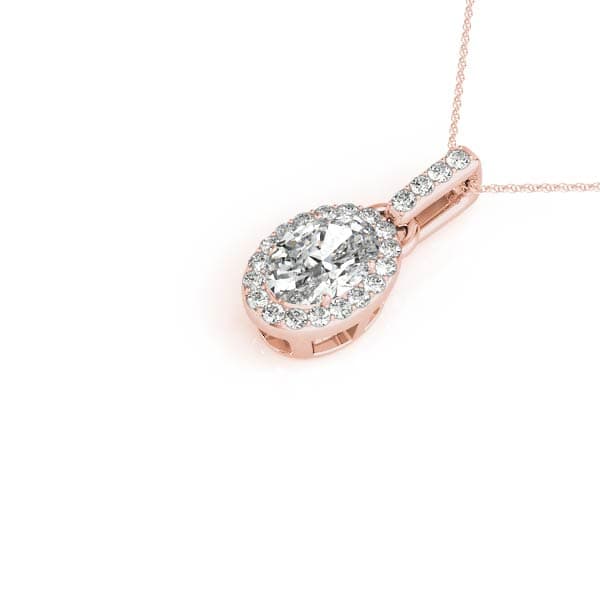 Oval Halo Pendant (0.21 ct. tw.), Side view in rose gold
