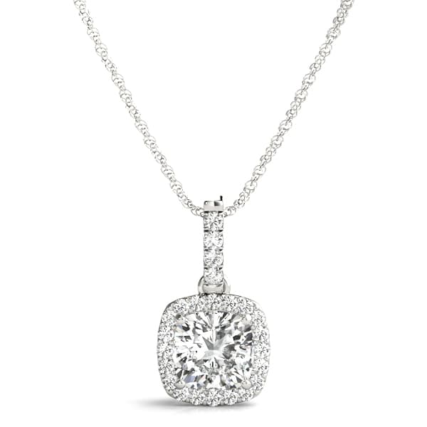 Cushion Cut Halo Pendant — 9 MM — View 1
