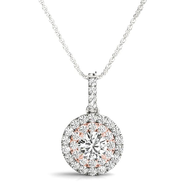 Double Halo Fashion Pendant (0.22 ct. tw.), Front view in rose gold