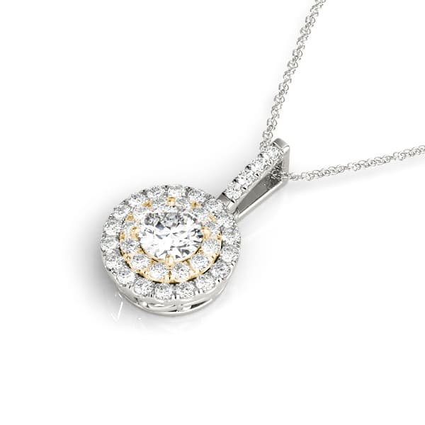 Double Halo Fashion Pendant (0.22 ct. tw.), Side view in yellow gold