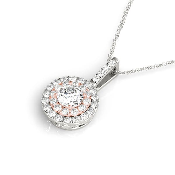 Double Halo Fashion Pendant (0.22 ct. tw.), Side view in rose gold