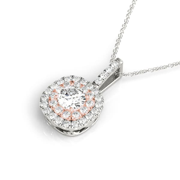 Double Halo Cushion Pendant (3/8 ct. tw.), Side view in rose gold
