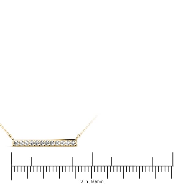 Single Row Trapeze Bar Pendant (1/4 ct. tw.), On hand view in yellow gold