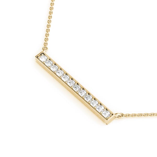 Single Row Trapeze Bar Pendant (1/4 ct. tw.), Side view in yellow gold