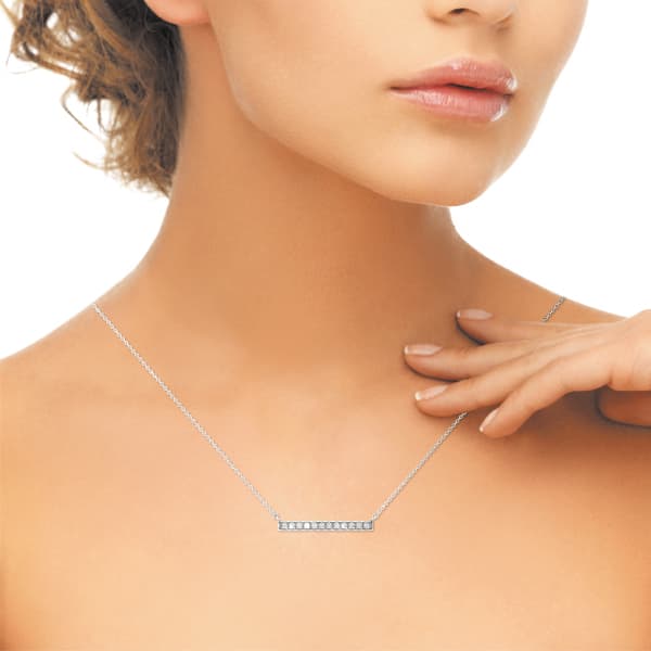 Single Row Trapeze Bar Pendant (1/4 ct. tw.), Top view in white gold or platinum
