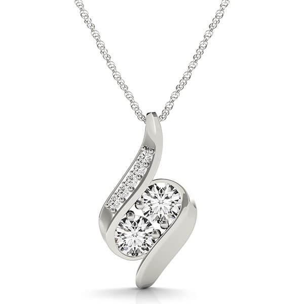 2-Stone Curved Pendants — 3/8 CT — View 1