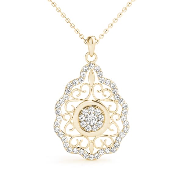 Vintage Style Cluster Pendants (1/4 ct. tw.), Front view in yellow gold