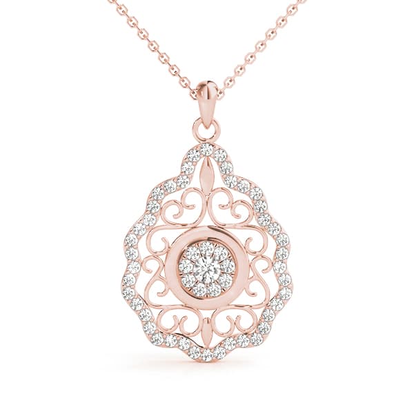Vintage Style Cluster Pendants (1/4 ct. tw.), Front view in rose gold