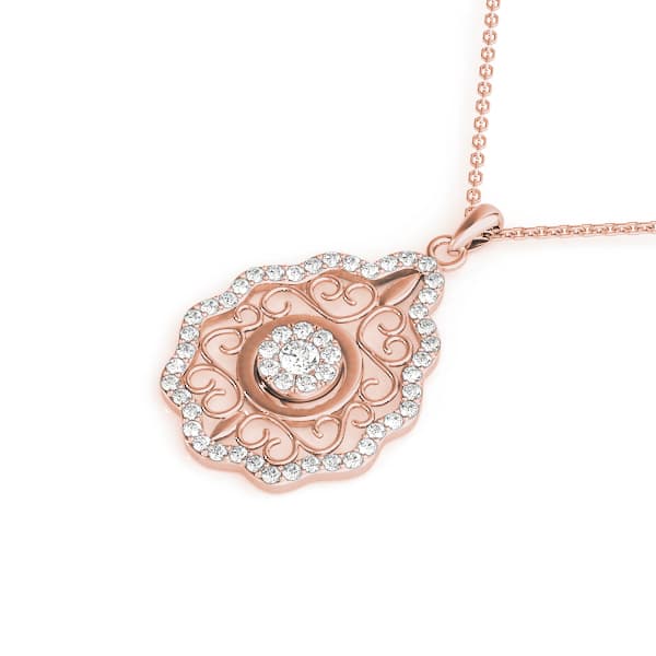Vintage Style Cluster Pendants (1/4 ct. tw.), Side view in rose gold