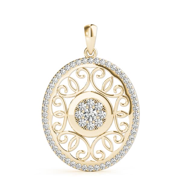 Pendant (1/3 ct. tw.), On hand view in yellow gold