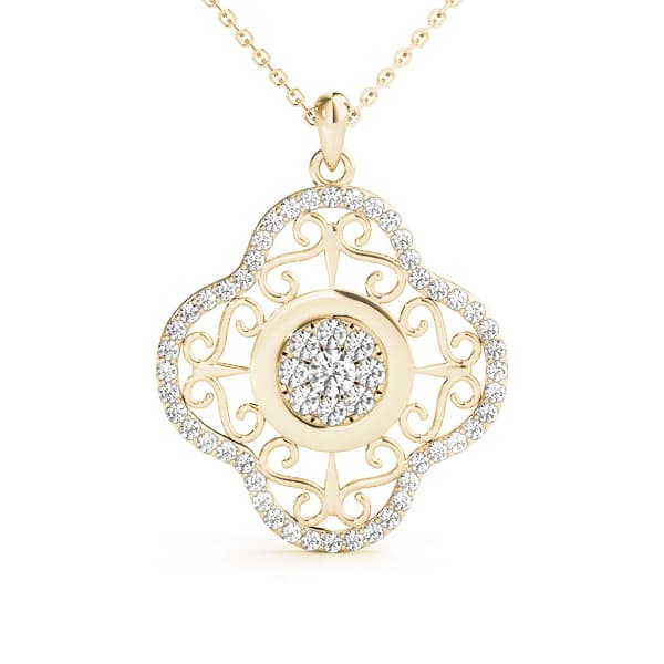 Pendant (3/8 ct. tw.), Front view in yellow gold