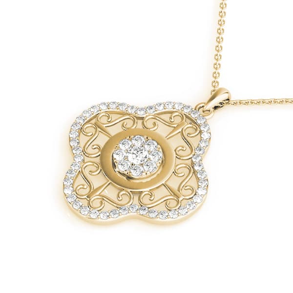 Pendant (3/8 ct. tw.), Side view in yellow gold