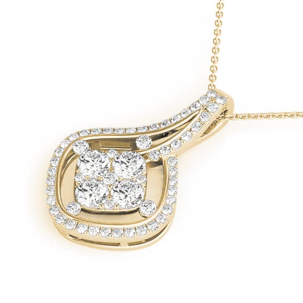 Pendant (0.7 ct. tw.), Side view in yellow gold