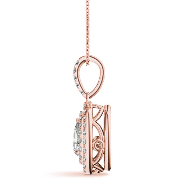 Ps 6x4 Double Halo Pendant (1/4 ct. tw.), Side view in rose gold