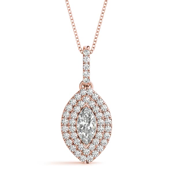 Double Halo Marquise Pendant (0.29 ct. tw.), Front view in rose gold