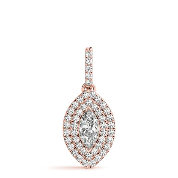 Double Halo Marquise Pendant (0.29 ct. tw.), On hand view in rose gold