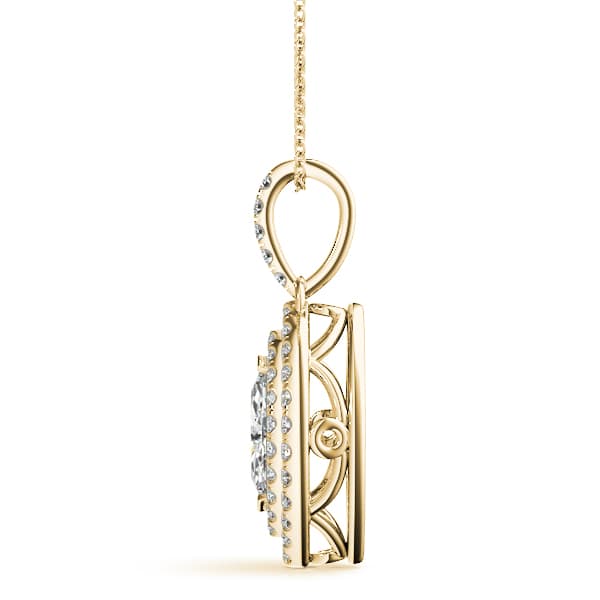 Double Halo Marquise Pendant (3/8 ct. tw.), Side view in yellow gold