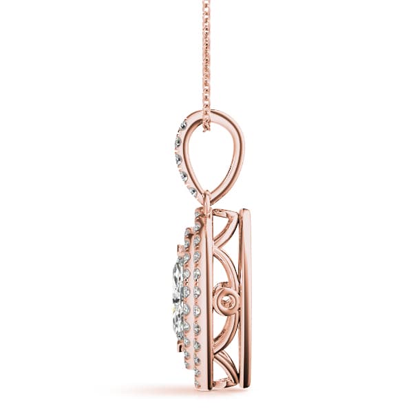 Double Halo Marquise Pendant (0.29 ct. tw.), Side view in rose gold
