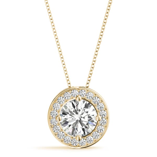 Bezel Halo Pendants (0.15 ct. tw.), Front view in yellow gold