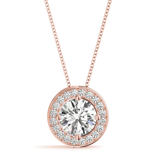 Bezel Halo Pendants (0.15 ct. tw.), Front view in rose gold