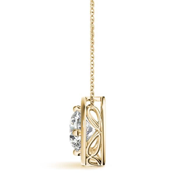 Bezel Halo Pendants (0.15 ct. tw.), Side view in yellow gold