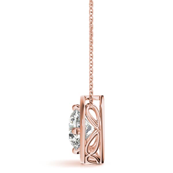 Bezel Halo Pendants (0.15 ct. tw.), Side view in rose gold