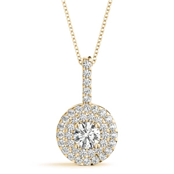 Halo Pendant (1/4 ct. tw.), Front view in yellow gold