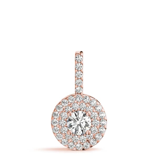 Halo Pendant (1/4 ct. tw.), On hand view in rose gold