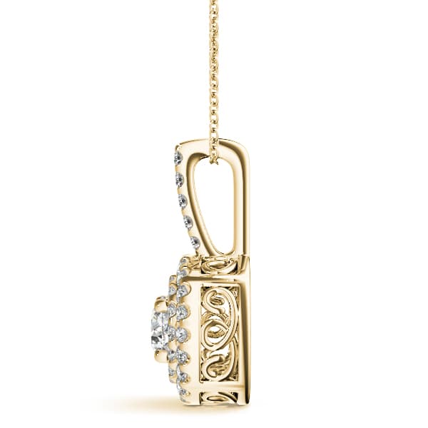 Halo Pendant (1/4 ct. tw.), Side view in yellow gold