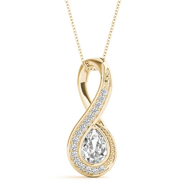 Infinity Shaped Pendant Ps (1/8 ct. tw.), Front view in yellow gold